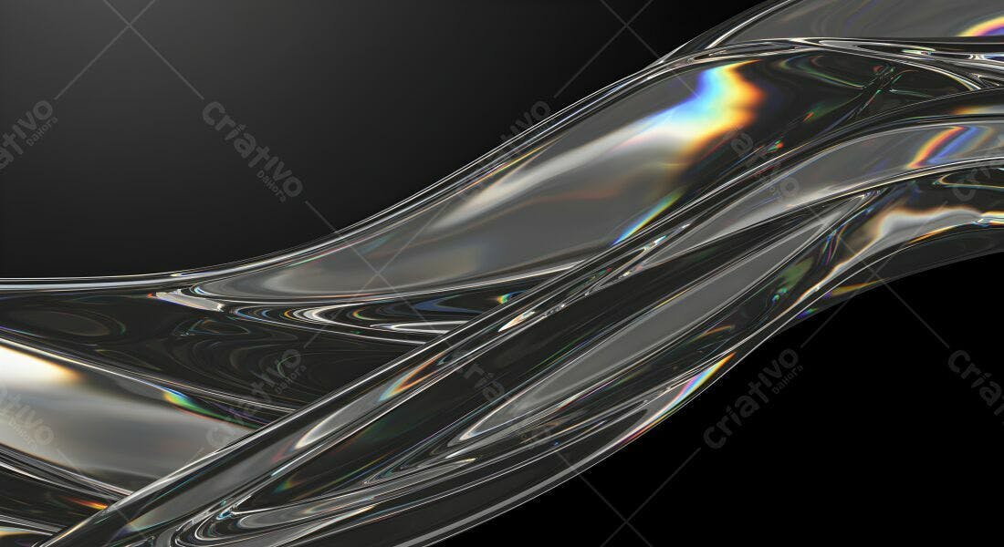 Fluxo metálico iridescente abstrato
