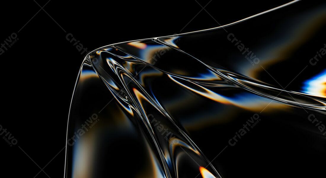 Fluxo de Luz Abstrata em Preto e Azul