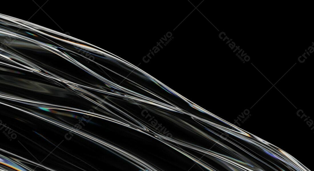 Linhas Abstratas Fluindo em Preto e Cinza