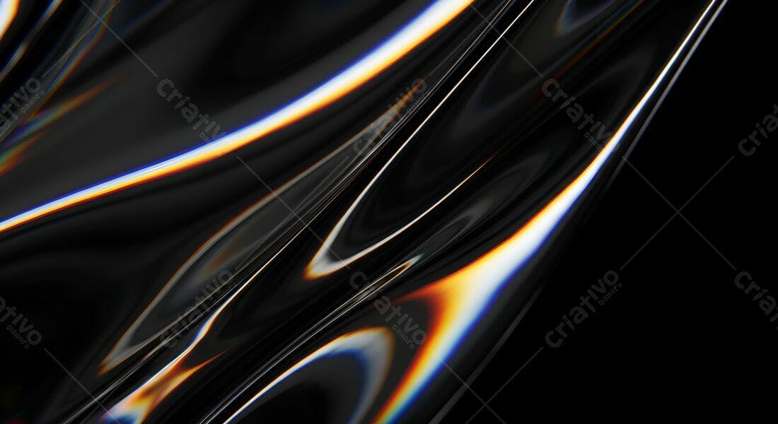 Textura Abstrata Preta com Reflexos Iridescentes