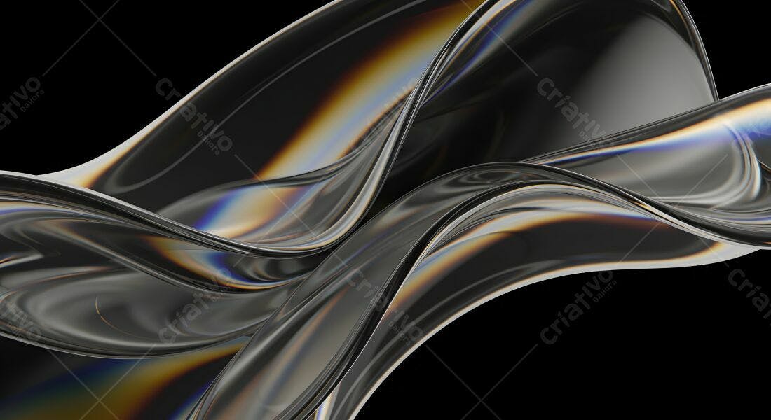 Fluxo metálico abstrato com reflexos iridescentes