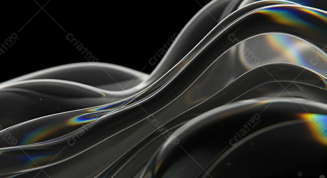 Ondas fluidas escuras com reflexos iridescentes