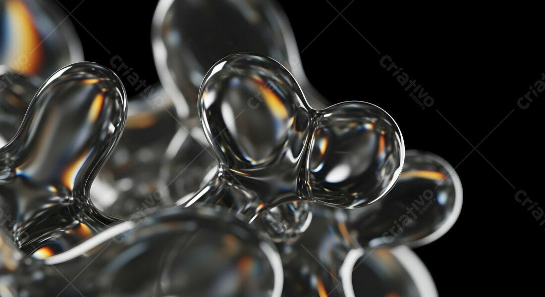 Gotículas de vidro transparentes fundo preto