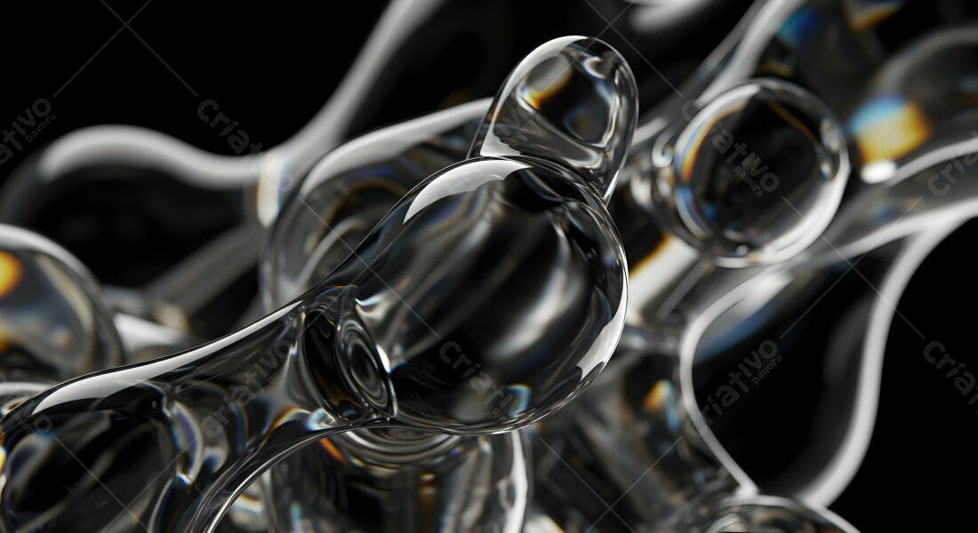 Gotas de vidro transparente fundo preto