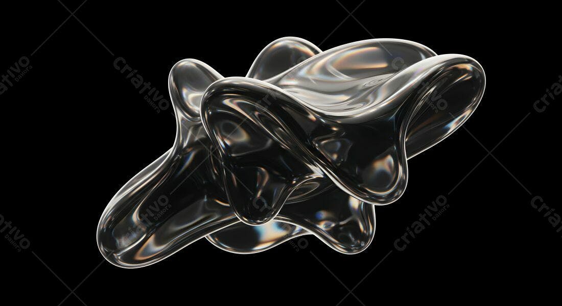 Forma líquida abstrata em preto e cinza
