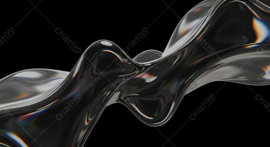 Fluxo líquido preto com reflexos iridescentes