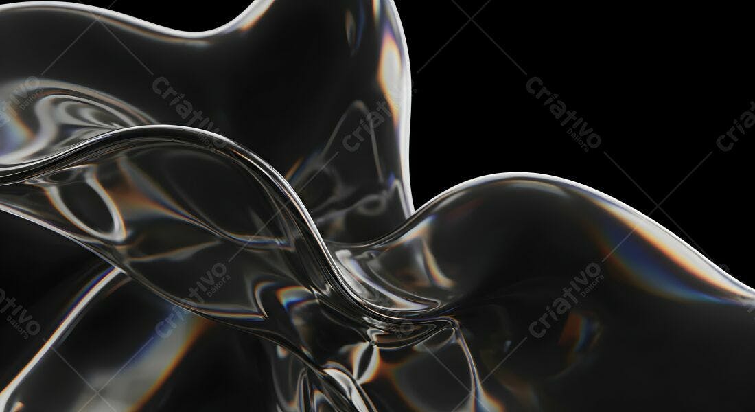 Fluxo líquido abstrato preto e iridescente