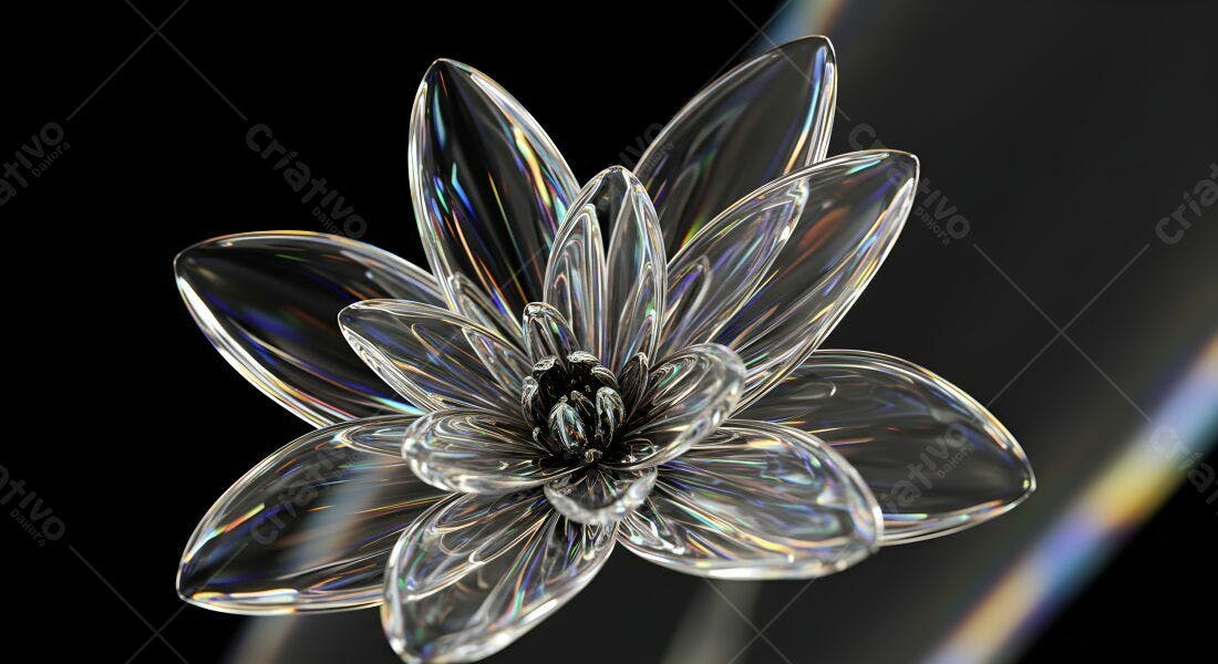 Flor de Cristal Transparente fundo escuro