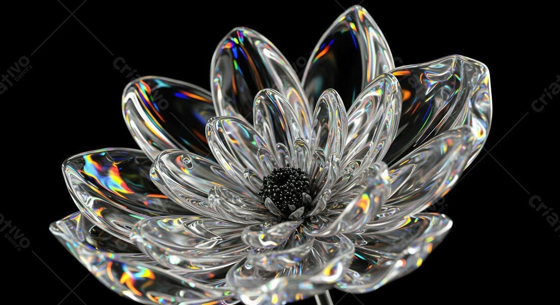 Flor de Cristal com Reflexos Iridescentes