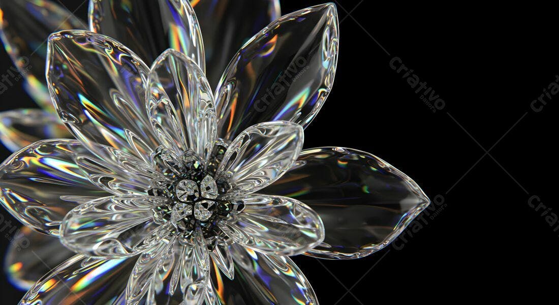 Flor de Cristal com Pedrarias fundo preto