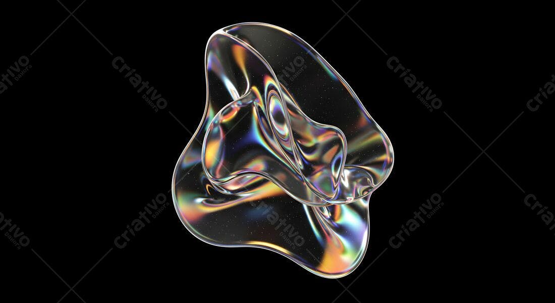 Fluido iridiscente abstrato fundo preto
