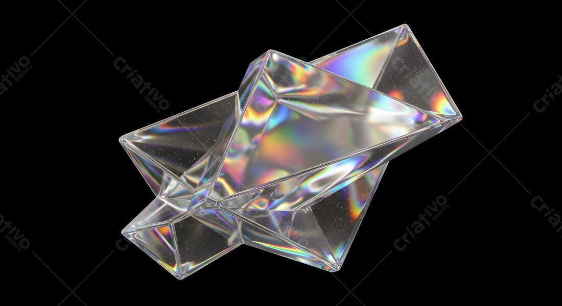 Objeto de Cristal Iridiscente com Reflexos