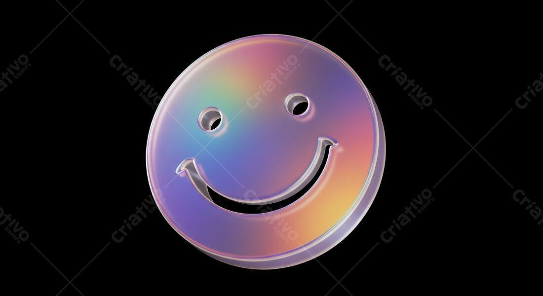 Emoticon sorridente holográfico 3D