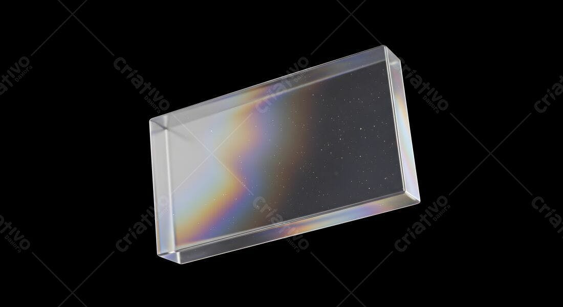 Bloco de vidro com reflexos iridescentes