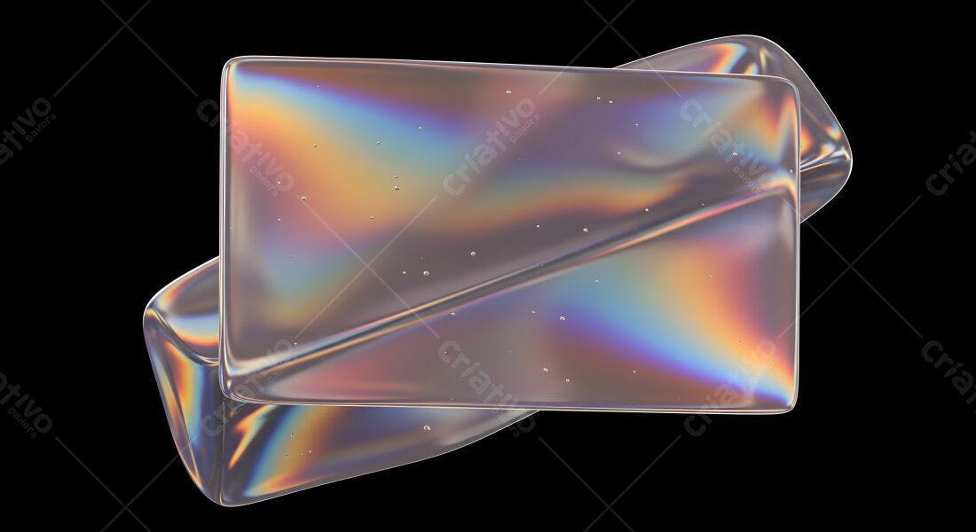 Blocos Iridescentes sobrepostos fundo preto
