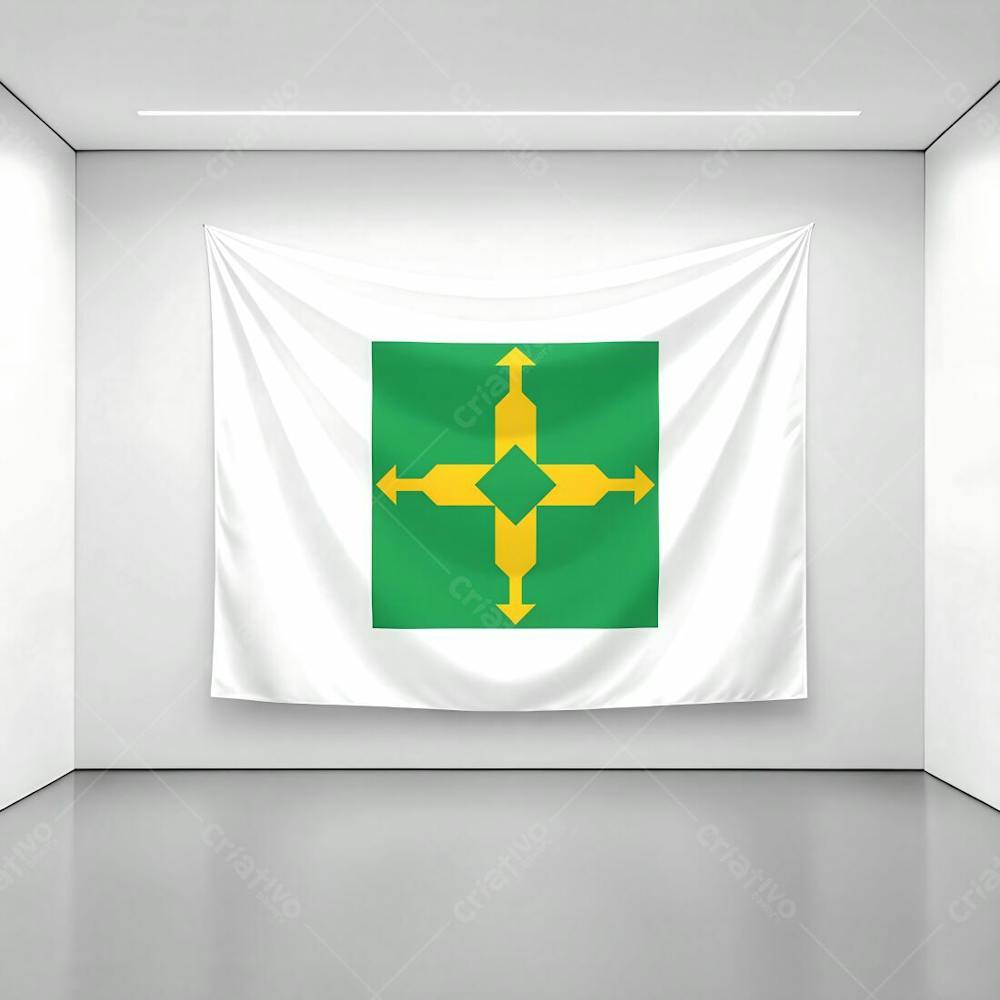 Bandeira De Brasília Distrito Federal Exposta Em Uma Parede De Uma Sala