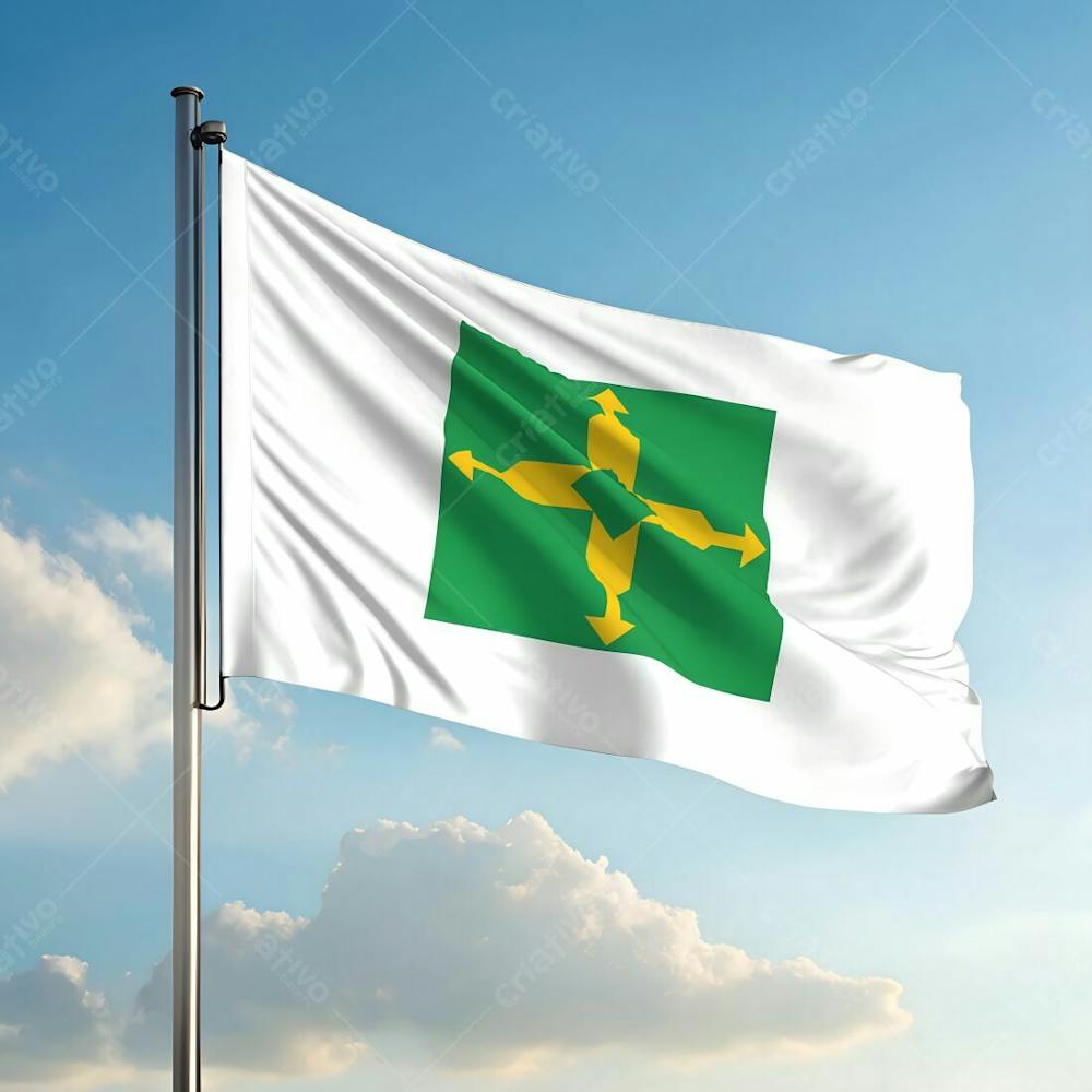 Bandeira De Brasília Distrito Federal Hasteada Ao Ar Livre