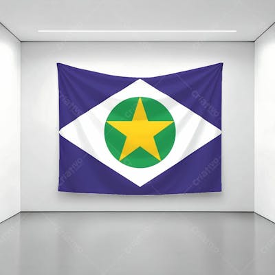 Bandeira Do Estado De Mato Grosso exposta Em Uma Parede
