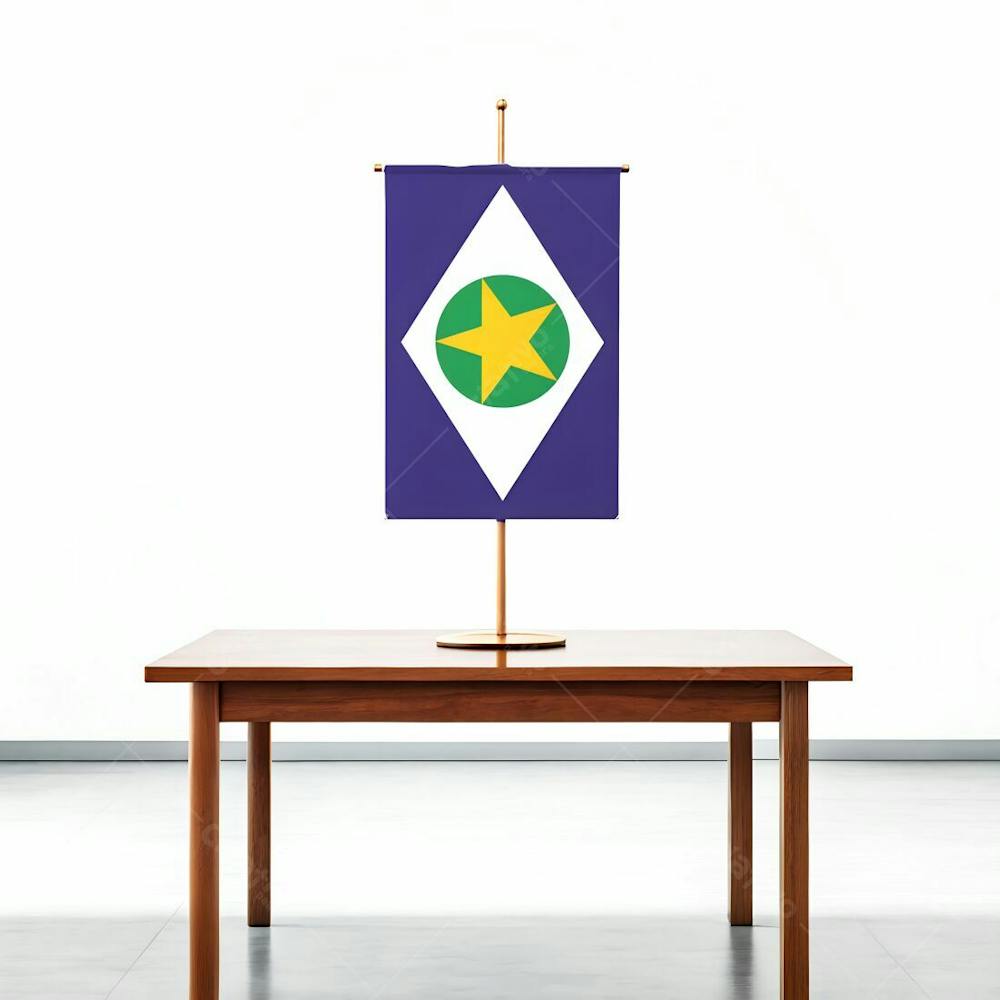 Bandeira Do Estado De Mato Grosso Em Cima De Uma Mesa