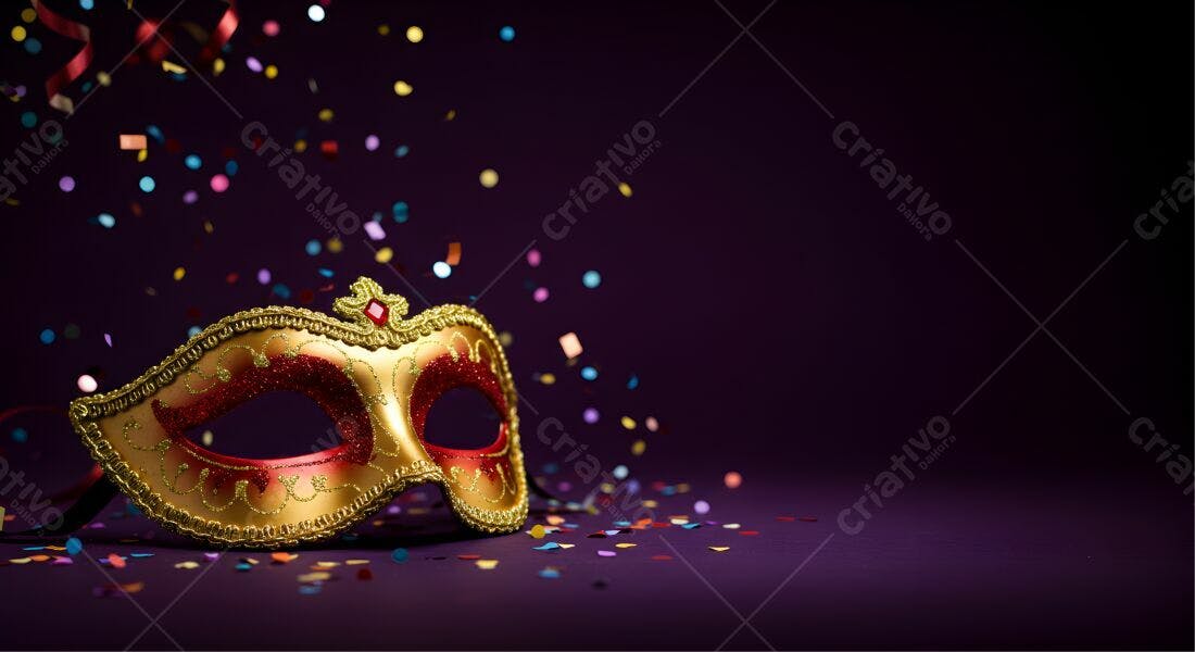 Máscara de Carnaval Dourada e Vermelha