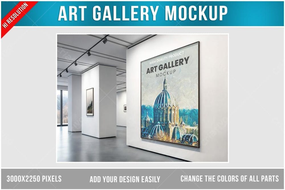 Galeria De Arte Mockup Psd Editável