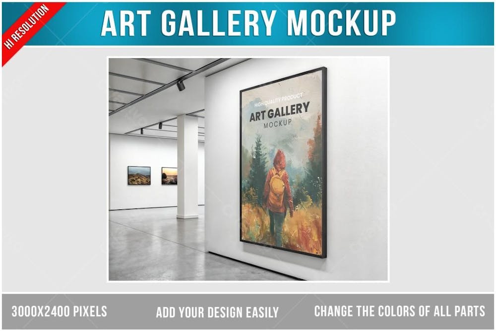 Galeria De Arte Mockup Psd Editável