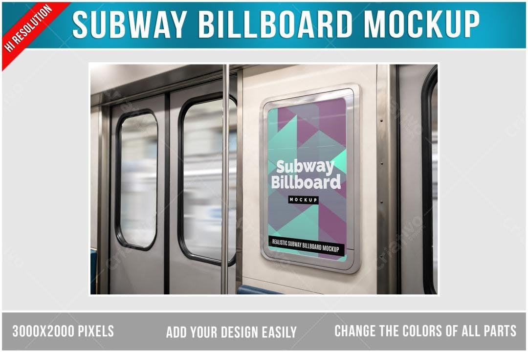 Mockup Realista de Anúncio em Metrô