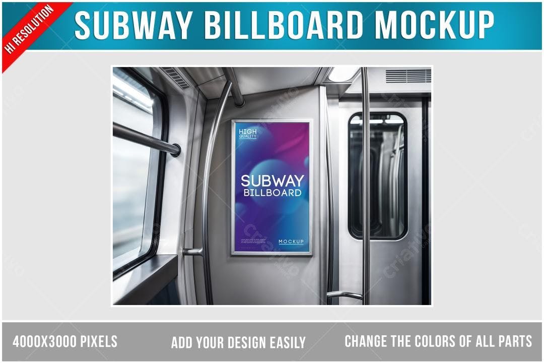 Mockup Realista de Anúncio em Metrô