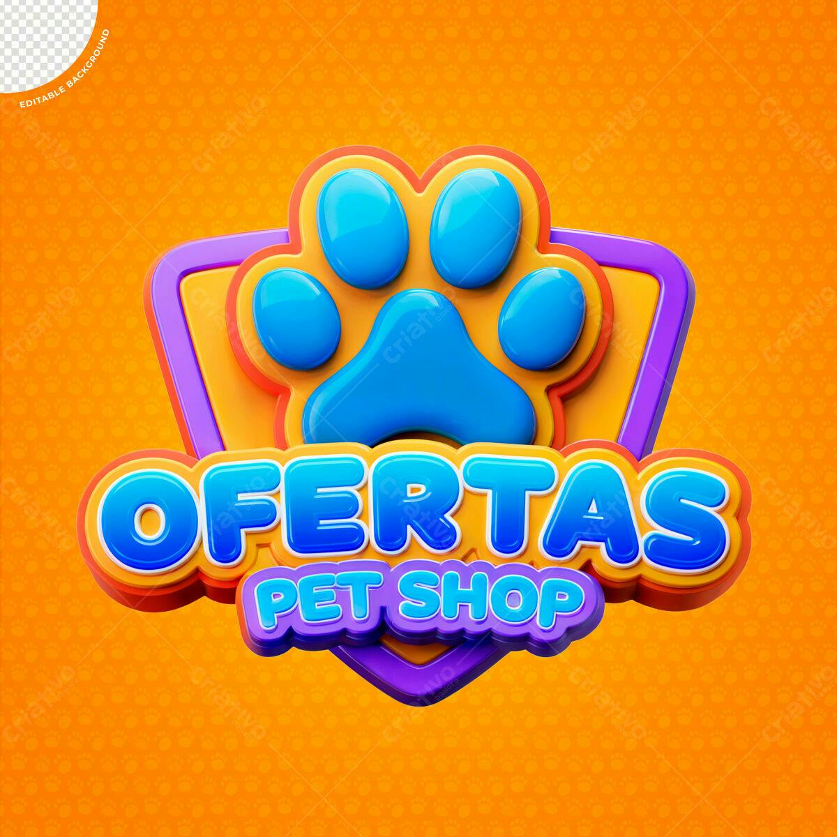 Logo Pet Shop com Ofertas PSD Editável