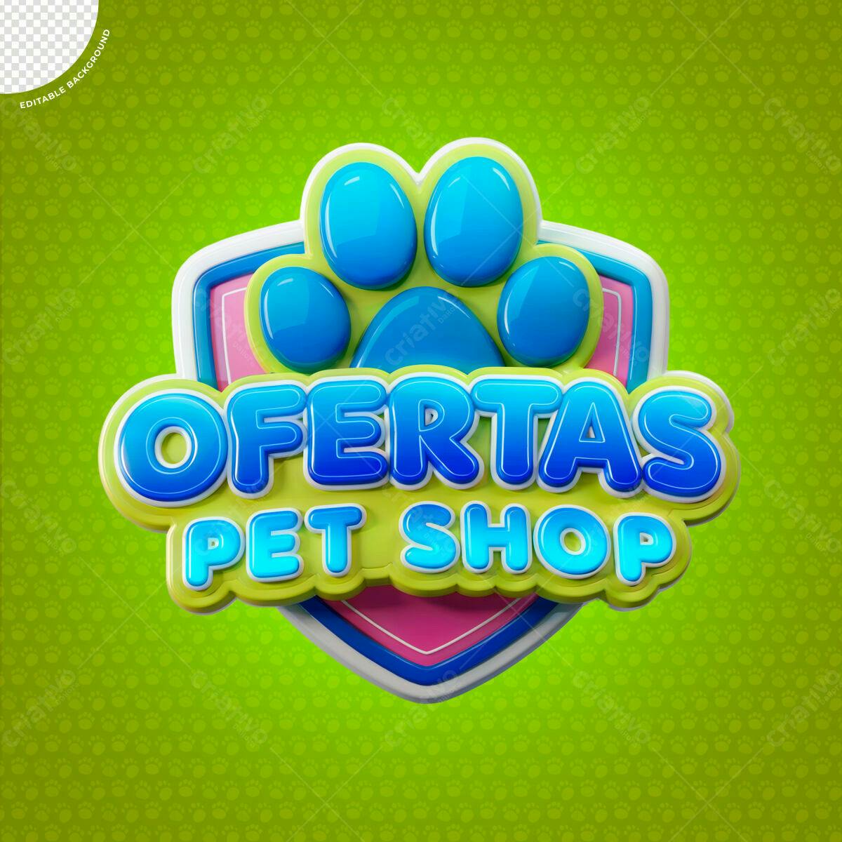 Logo Pet Shop com Patinha PSD Editável
