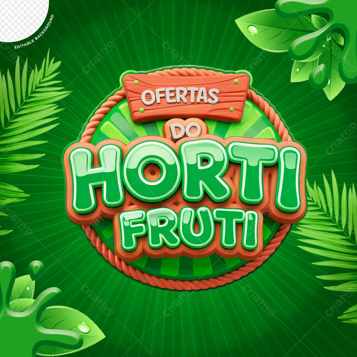 Logo Horti Fruti para Promoção de Verão PSD Editável