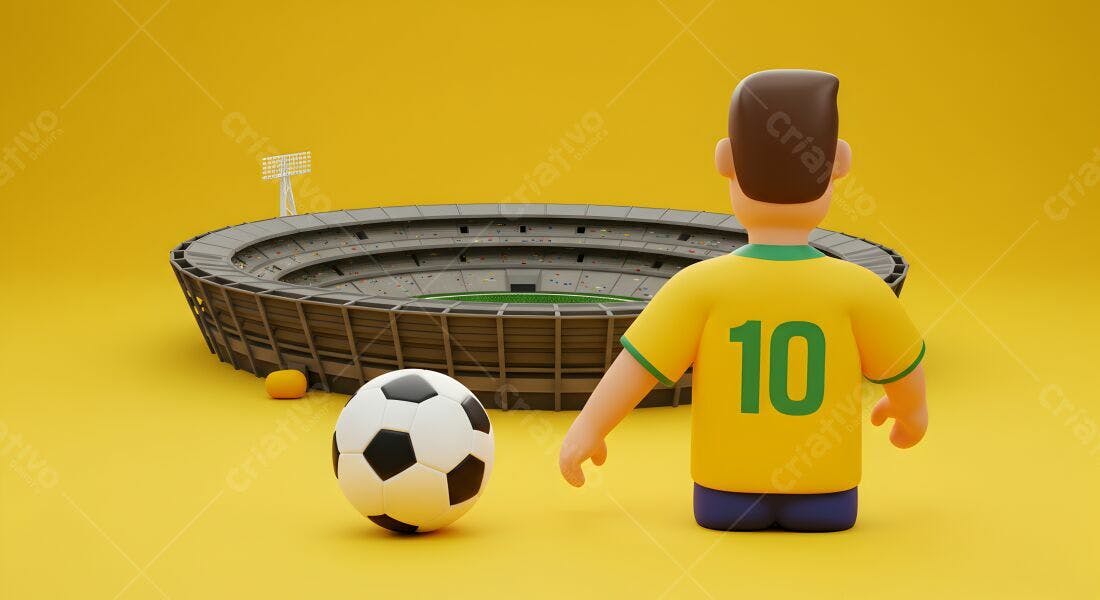 Jogador de futebol e estádio vazio