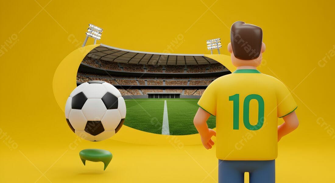 Jogador de futebol olhando para estádio
