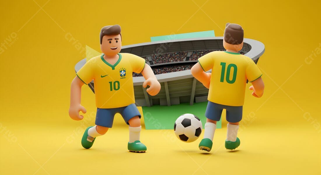 Jogadores de futebol brasileiros em estádio