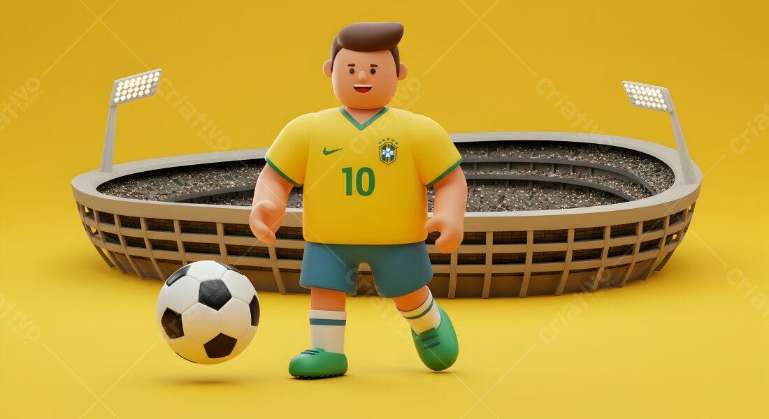 Jogador de futebol brasileiro em estádio