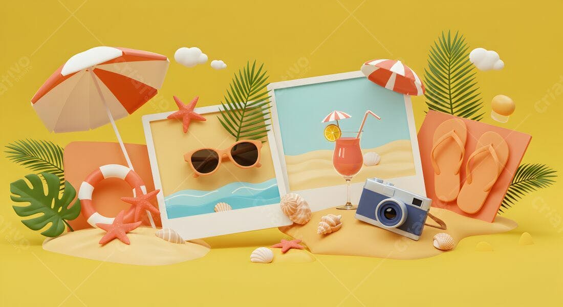 Verão itens praia fotografia composição