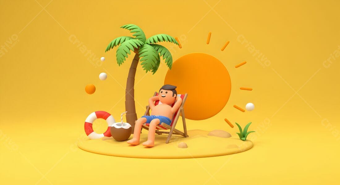 Homem relaxando na praia tropical