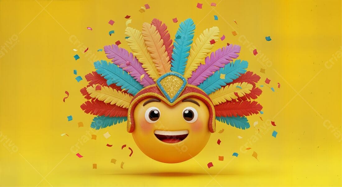 Emoji Carnaval Penas Coloridas