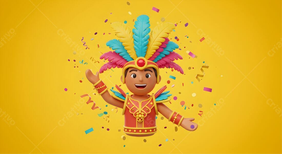 Personagem de Carnaval com Fantasia Colorida