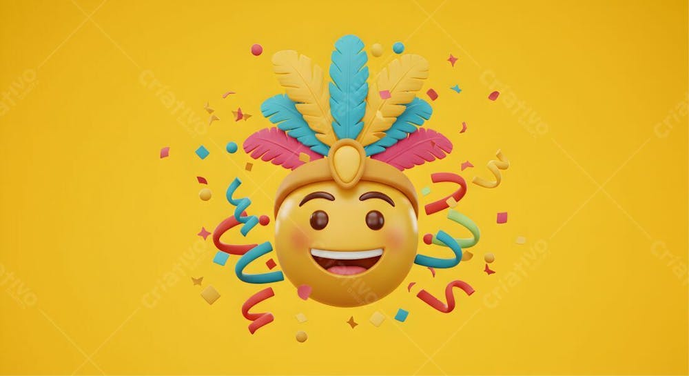 Emoji De Carnaval Em Fundo Amarelo