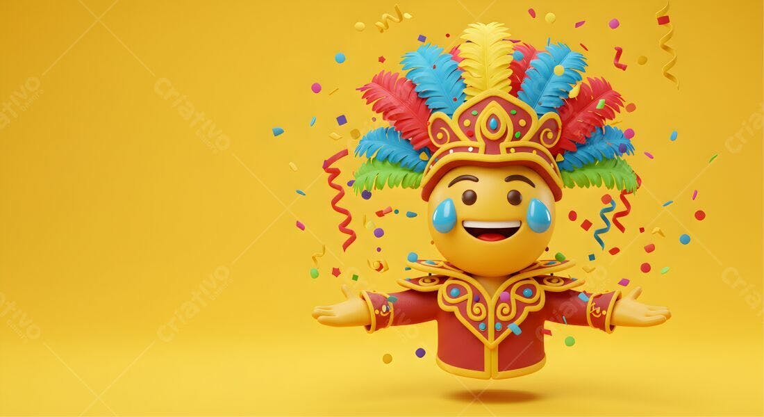 Emoji Carnaval Chorando de Alegria