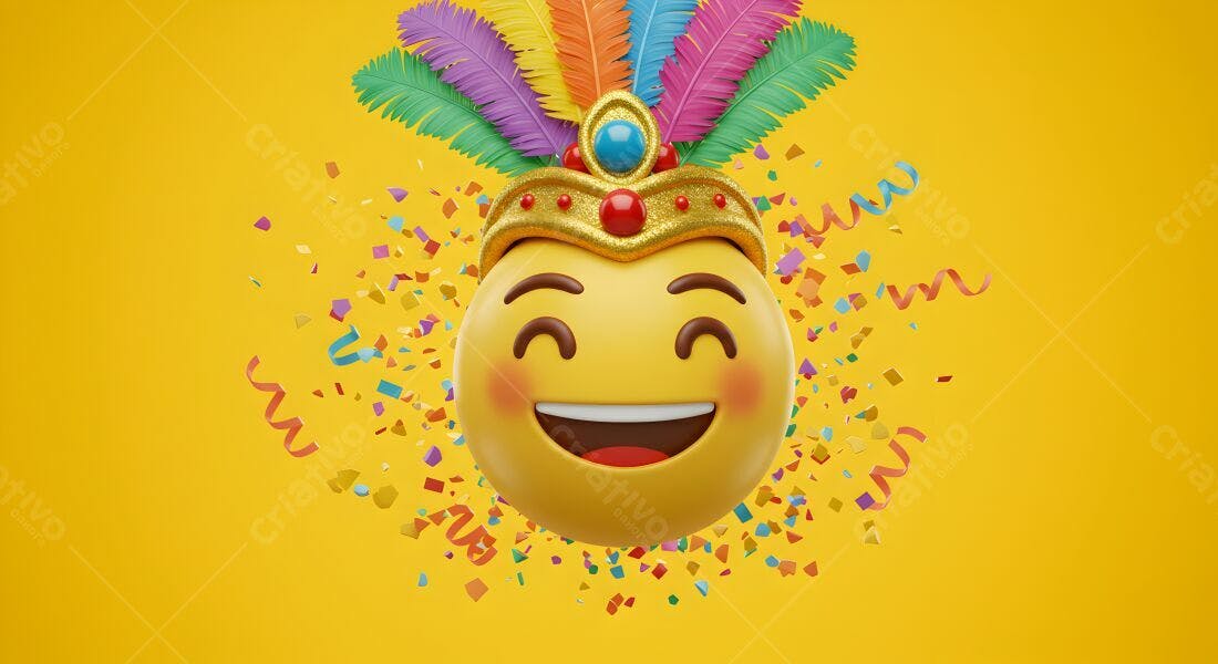 Emoji Carnaval com Confetes Amarelos