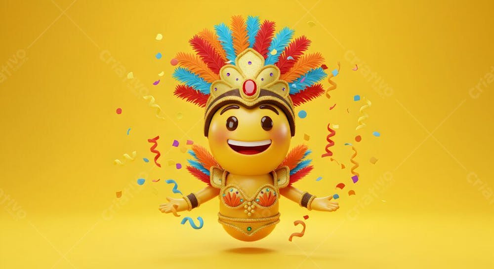 Emoji De Carnaval Em Fundo Amarelo