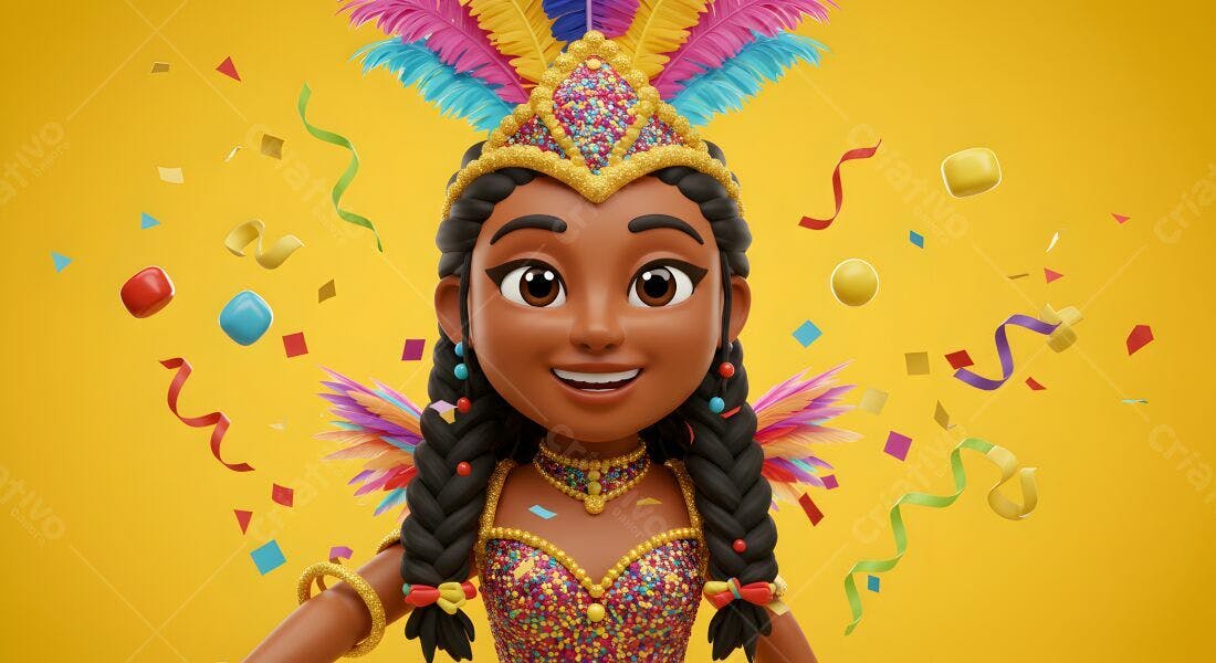 Menina fantasiada Carnaval cores vibrantes