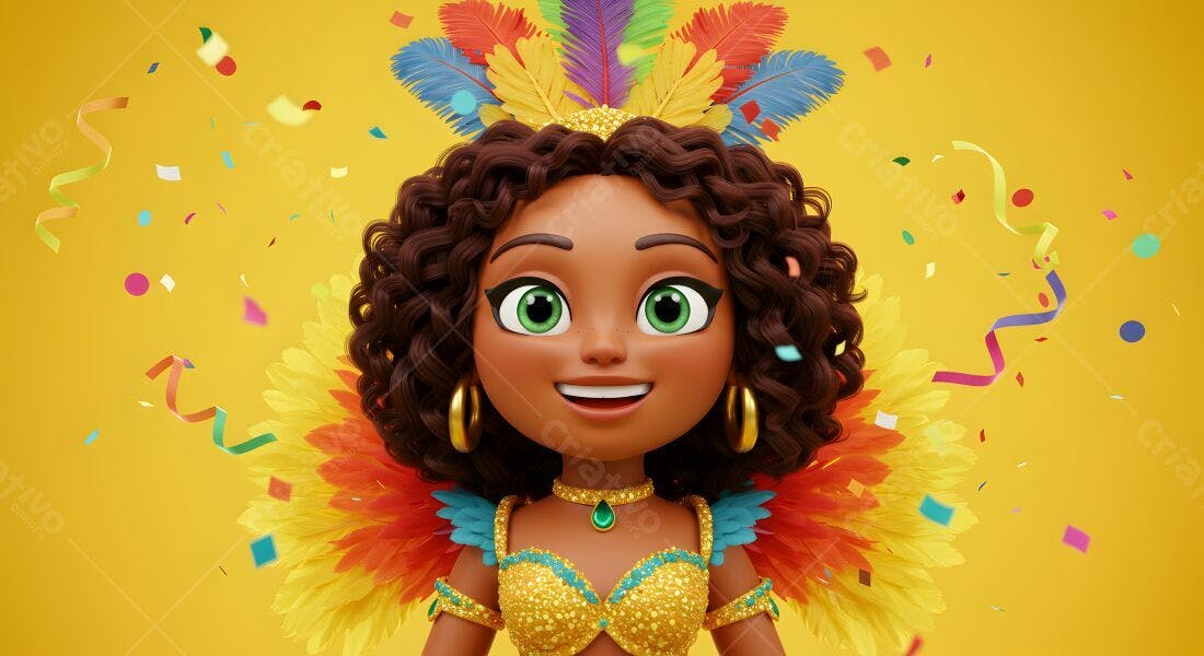 Menina negra em fantasia de Carnaval