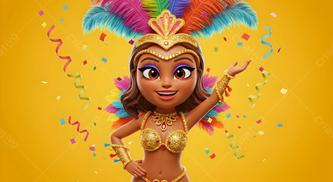 Bailarina de Carnaval em fundo amarelo