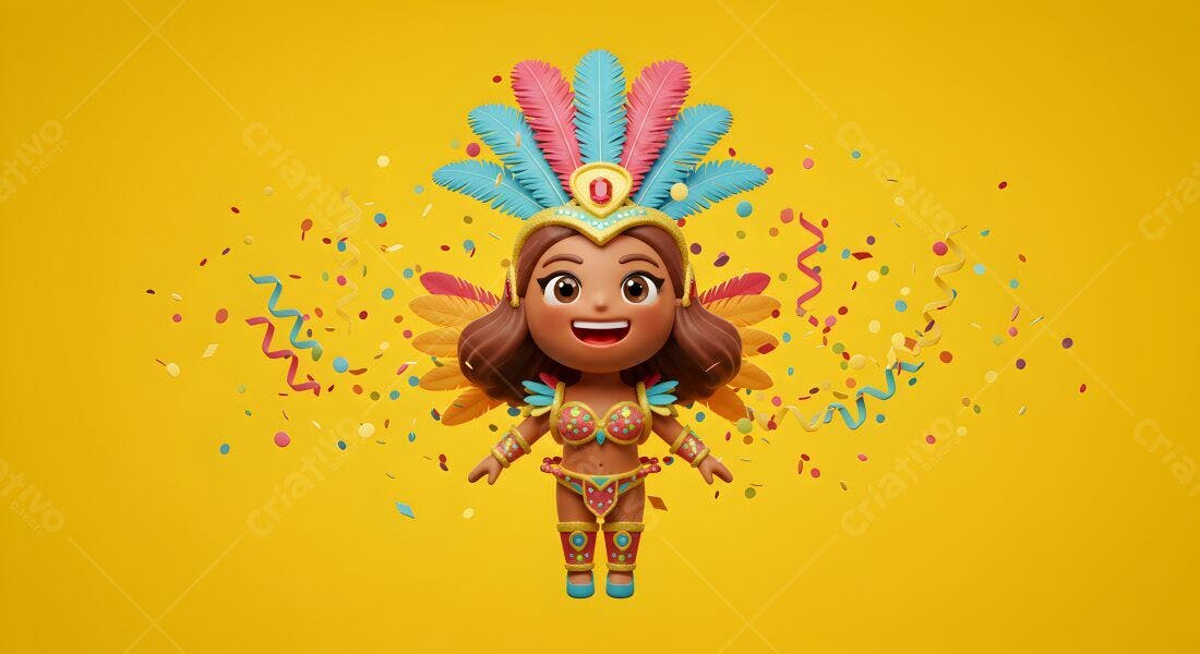 Menina fantasiada Carnaval cores vibrantes