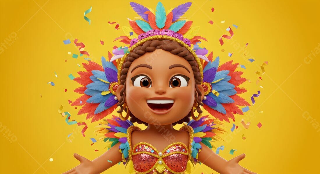 Menina negra em fantasia de carnaval