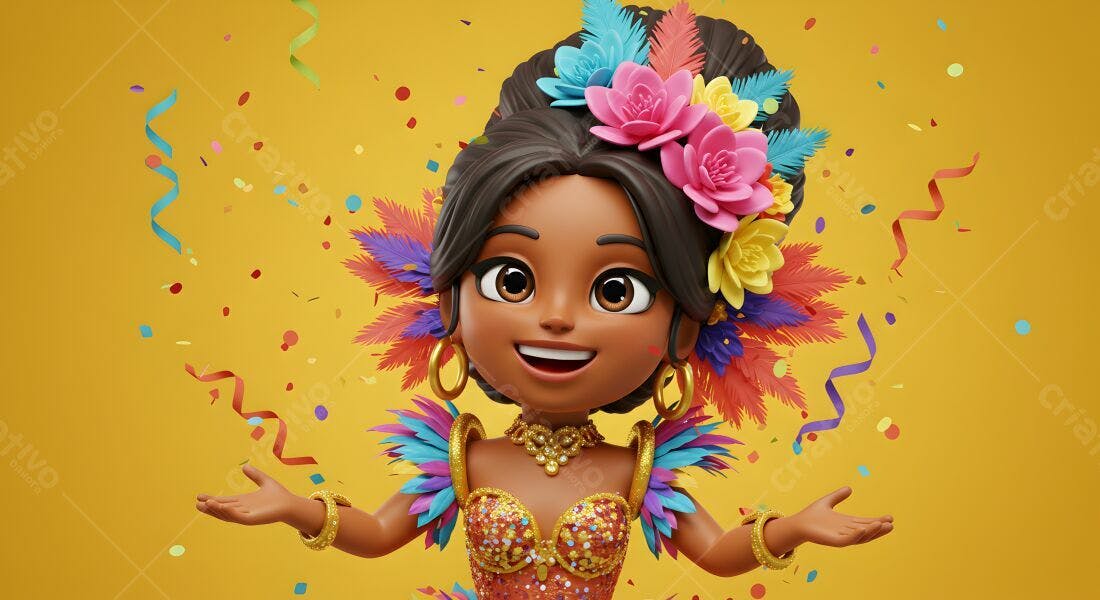 Menina fantasiada Carnaval cores vibrantes