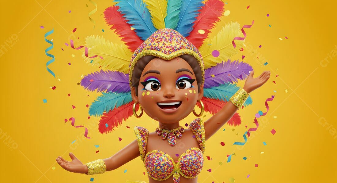 Bailarina de Carnaval com penas coloridas